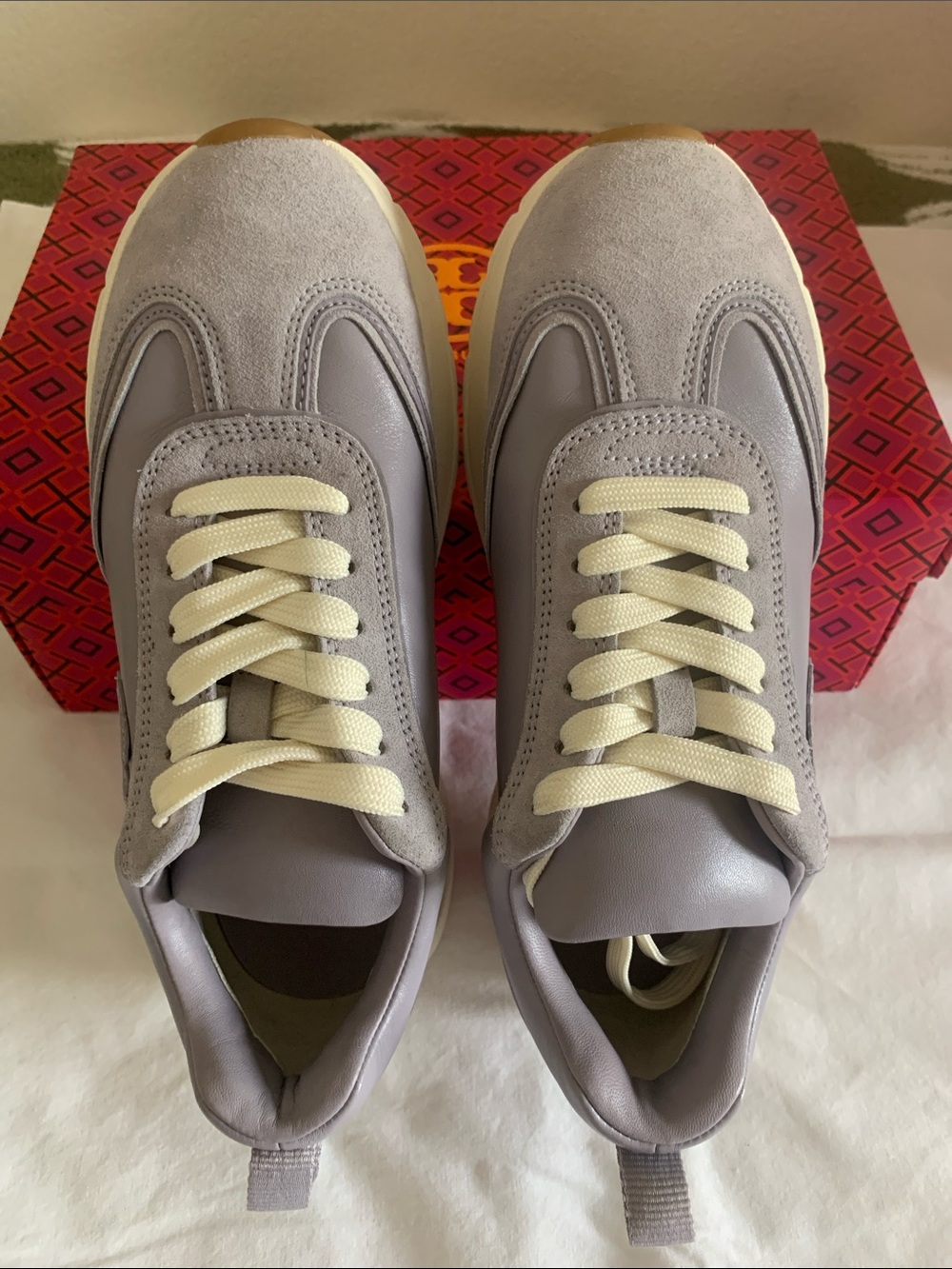 Tory Burch Gray and Cream Women's Sneakers